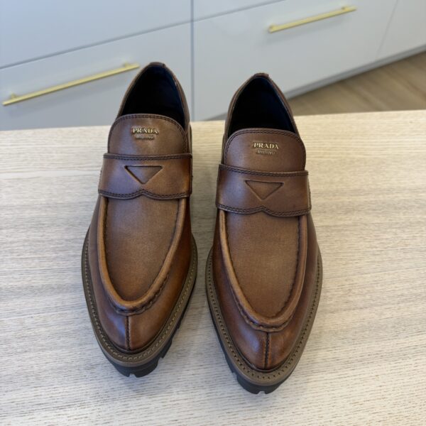 Prada Cognac Leather Loafers 38.5