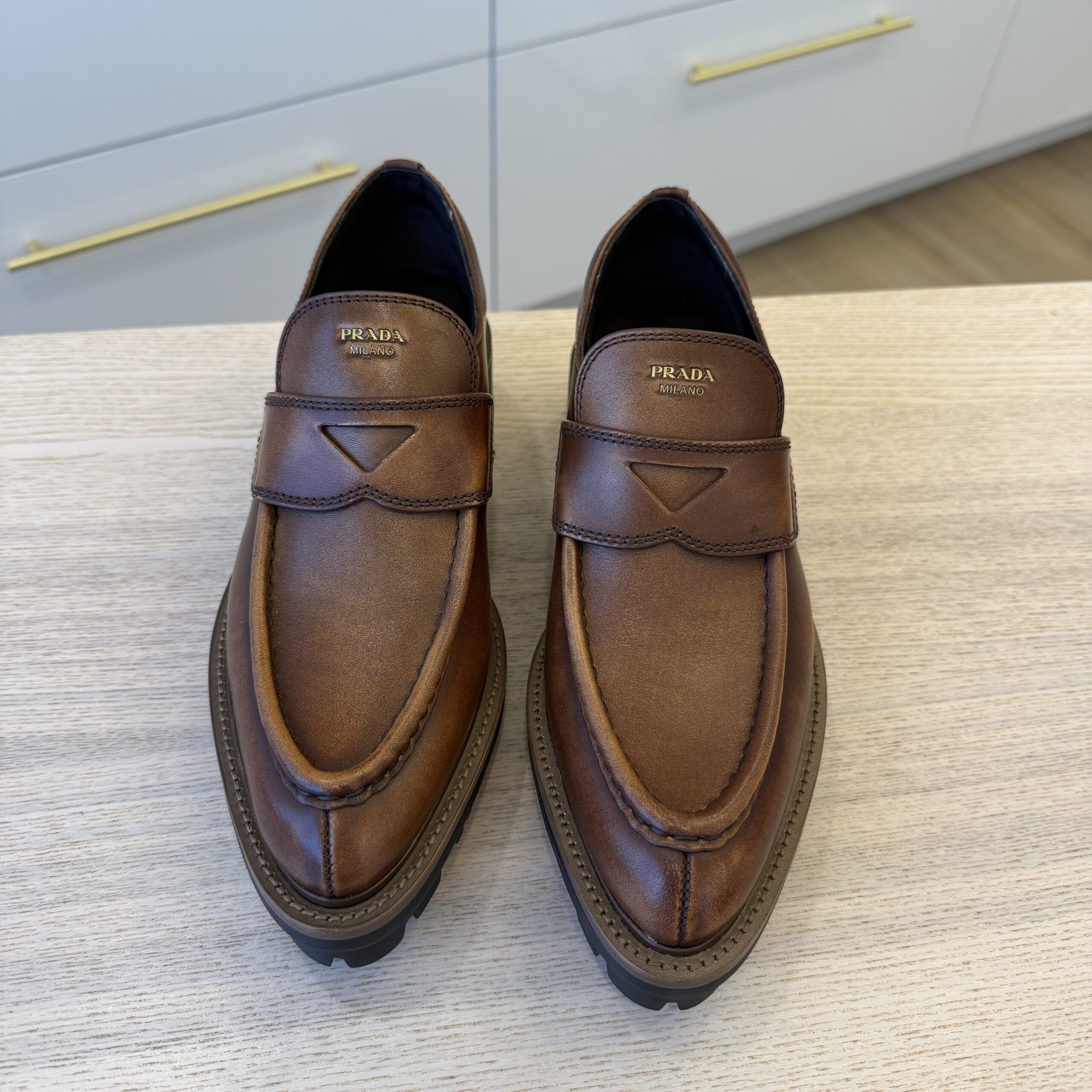 Prada Cognac Leather Loafers 38.5