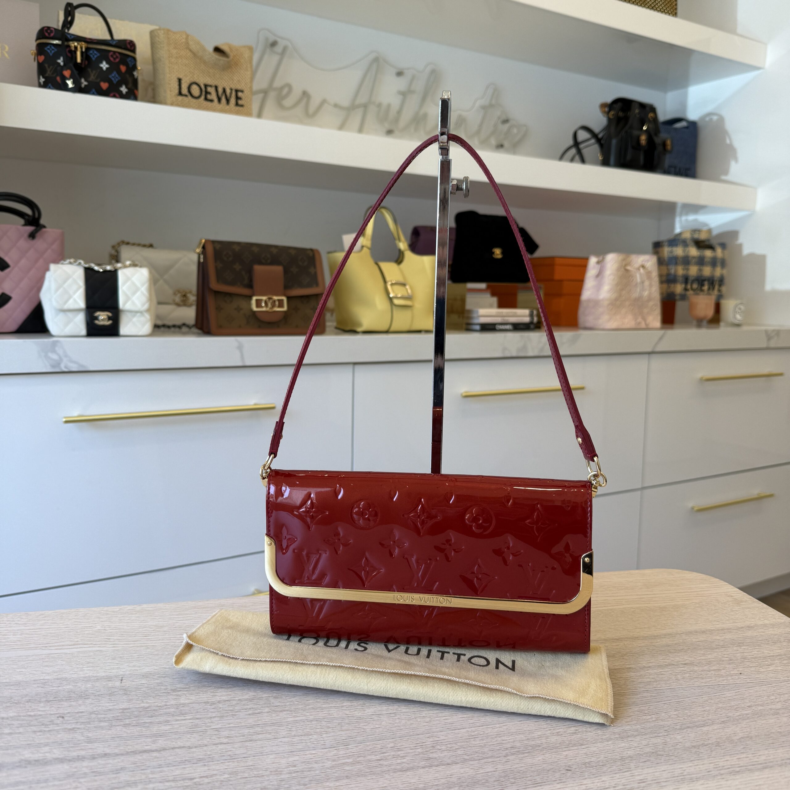Louis Vuitton Monogram Vernis Rossmore MM Bag Red