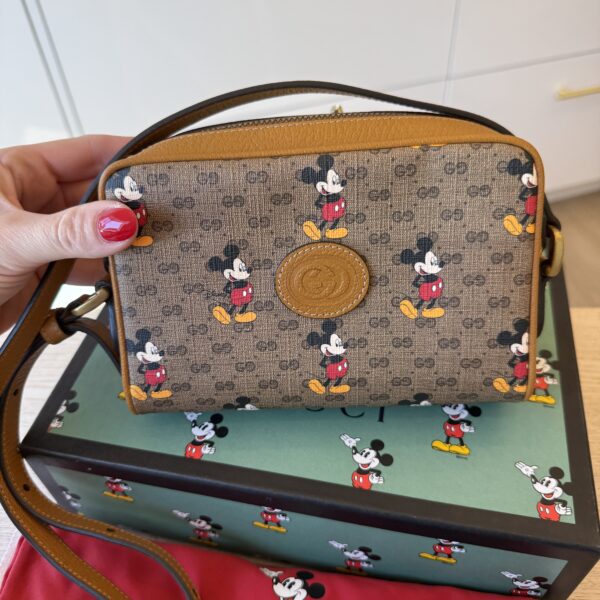 Gucci X Disney Brown GG Coated Canvas Mickey Mouse Mini Crossbody Bag