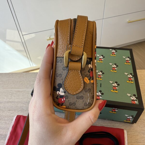 Gucci X Disney Brown GG Coated Canvas Mickey Mouse Mini Crossbody Bag