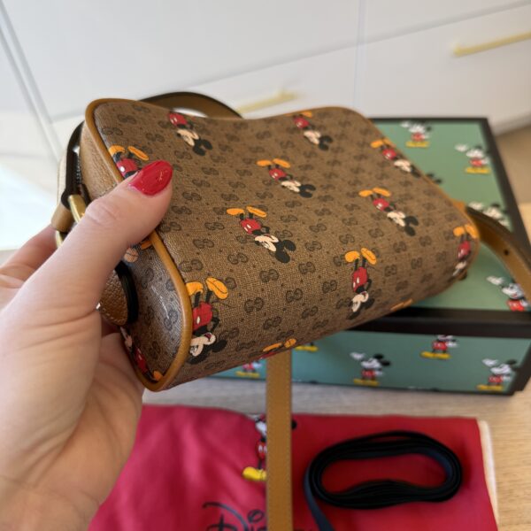 Gucci X Disney Brown GG Coated Canvas Mickey Mouse Mini Crossbody Bag
