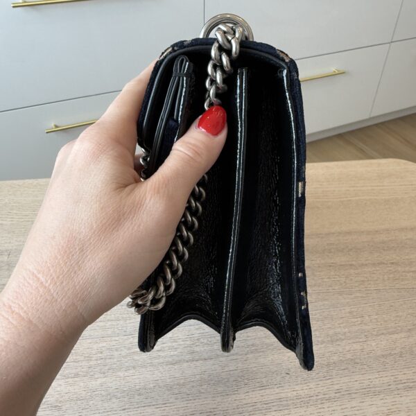 Gucci Velvet Small Dionysus Shoulder Bag Black and Navy