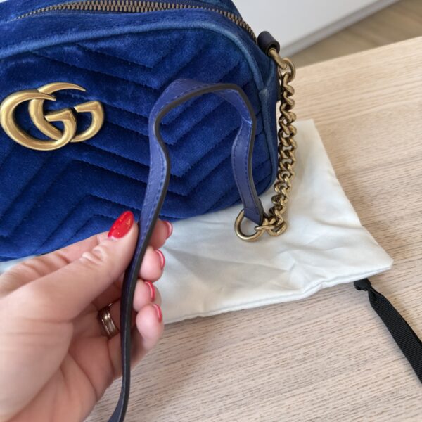 Gucci Velvet Small GG Marmont Porcelain Blue