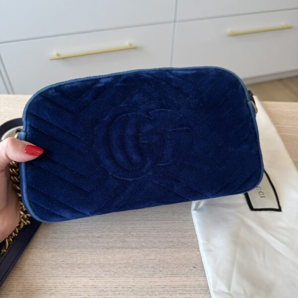 Gucci Velvet Small GG Marmont Porcelain Blue
