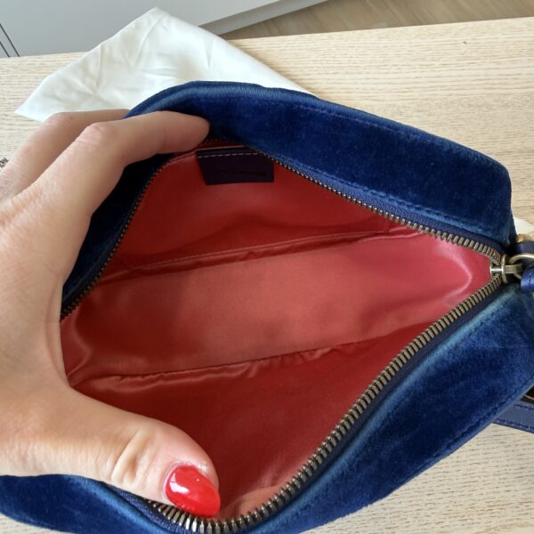 Gucci Velvet Small GG Marmont Porcelain Blue