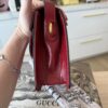 Gucci Textured Calfskin Small Torchon GG Ring Shoulder Bag New Cherry Red