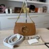Gucci Roxy Calfskin Blondie Chain Shoulder Flap Bag Caramel