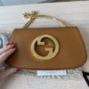 Gucci Roxy Calfskin Blondie Chain Shoulder Flap Bag Caramel