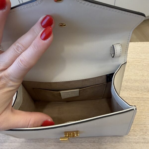 Gucci Calfskin Mini Sylvie Top Handle Bag White