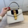 Gucci Calfskin Mini Sylvie Top Handle Bag White