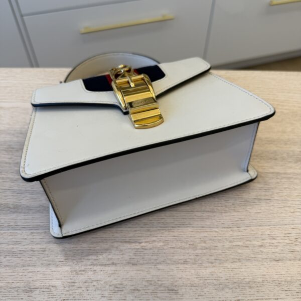 Gucci Calfskin Mini Sylvie Top Handle Bag White