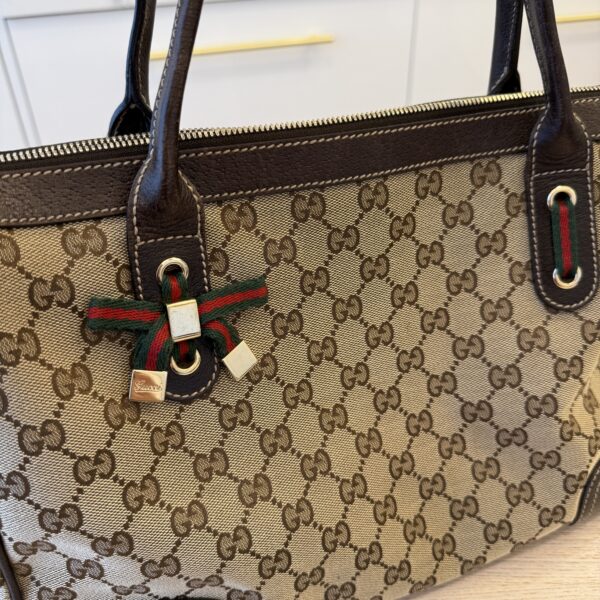 Gucci Monogram Medium Princy Tote Dark Brown