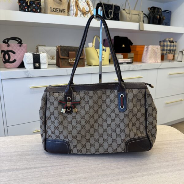 Gucci Monogram Medium Princy Tote Dark Brown