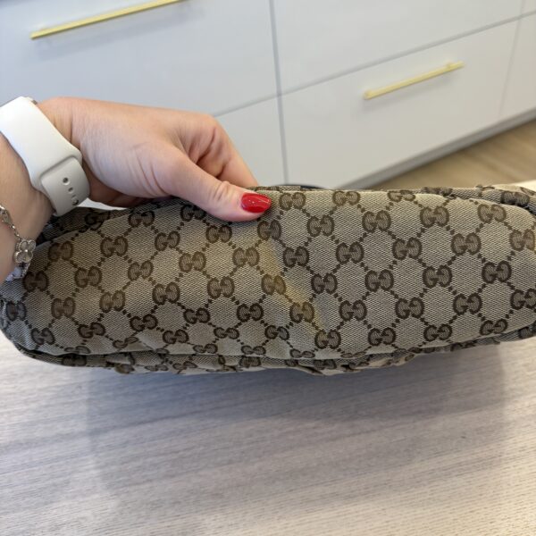 Gucci Beige/Ebony GG Canvas Studded Pelham Medium Tote Bag