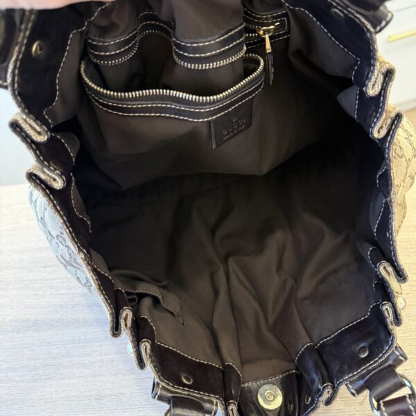 Gucci Beige/Ebony GG Canvas Studded Pelham Medium Tote Bag