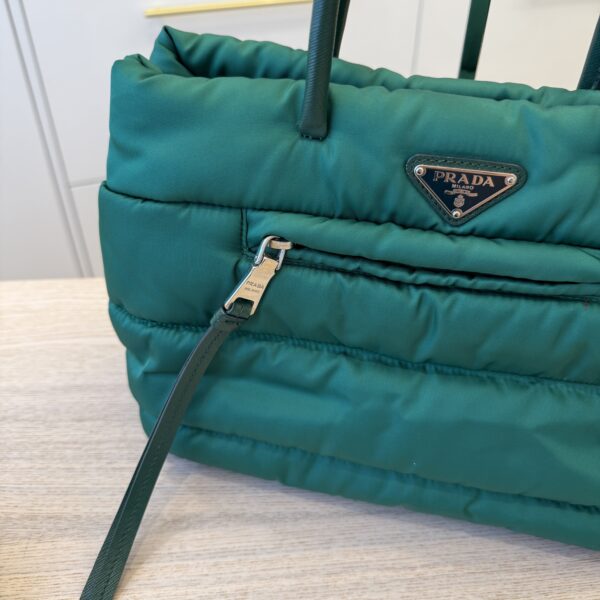 Prada Oleandro Tessuto Nylon Bomber Small Tote Bag Green