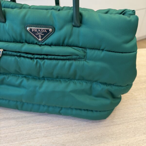 Prada Oleandro Tessuto Nylon Bomber Small Tote Bag Green