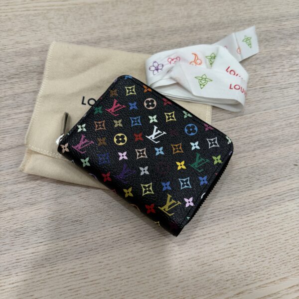 Louis Vuitton x Murakami 2025 Multicolor Monogram Zippy Coin Purse 20th Anniversary Collection Black
