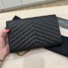 Saint Laurent Large Envelope Quilted Leather Chain Wallet Black and Gold Hardware