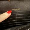 Saint Laurent Large Envelope Quilted Leather Chain Wallet Black and Gold Hardware