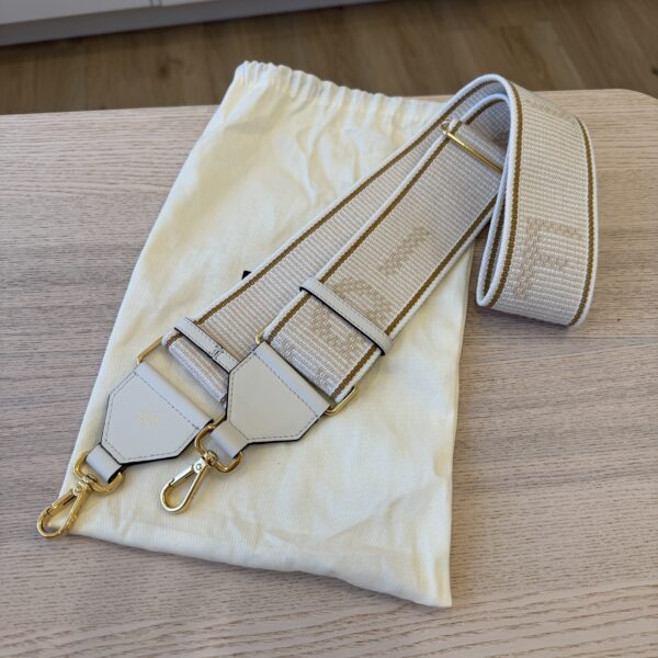 Fendi Cannete Ribbon Poly Vitello Century Logo Adjustable Strap You White Garza Ecru