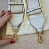 Fendi Cannete Ribbon Poly Vitello Century Logo Adjustable Strap You White Garza Ecru