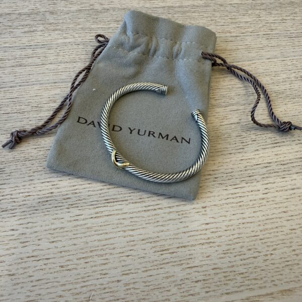 David Yurman Cable Flex X Station Bracelet in Sterling Silver with 14K Yellow Gold, 4mm