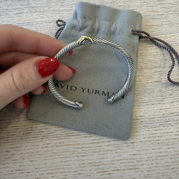 David Yurman Cable Flex X Station Bracelet in Sterling Silver with 14K Yellow Gold, 4mm