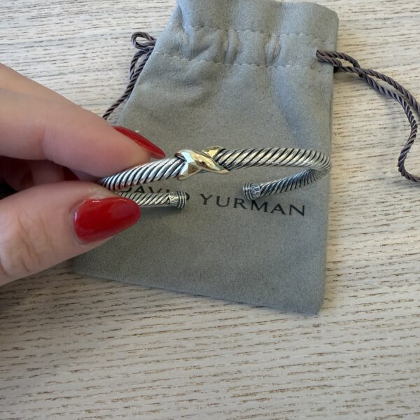 David Yurman Cable Flex X Station Bracelet in Sterling Silver with 14K Yellow Gold, 4mm