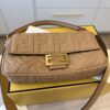 Fendi Nappa FF 1974 Embossed Baguette Miele Scuro