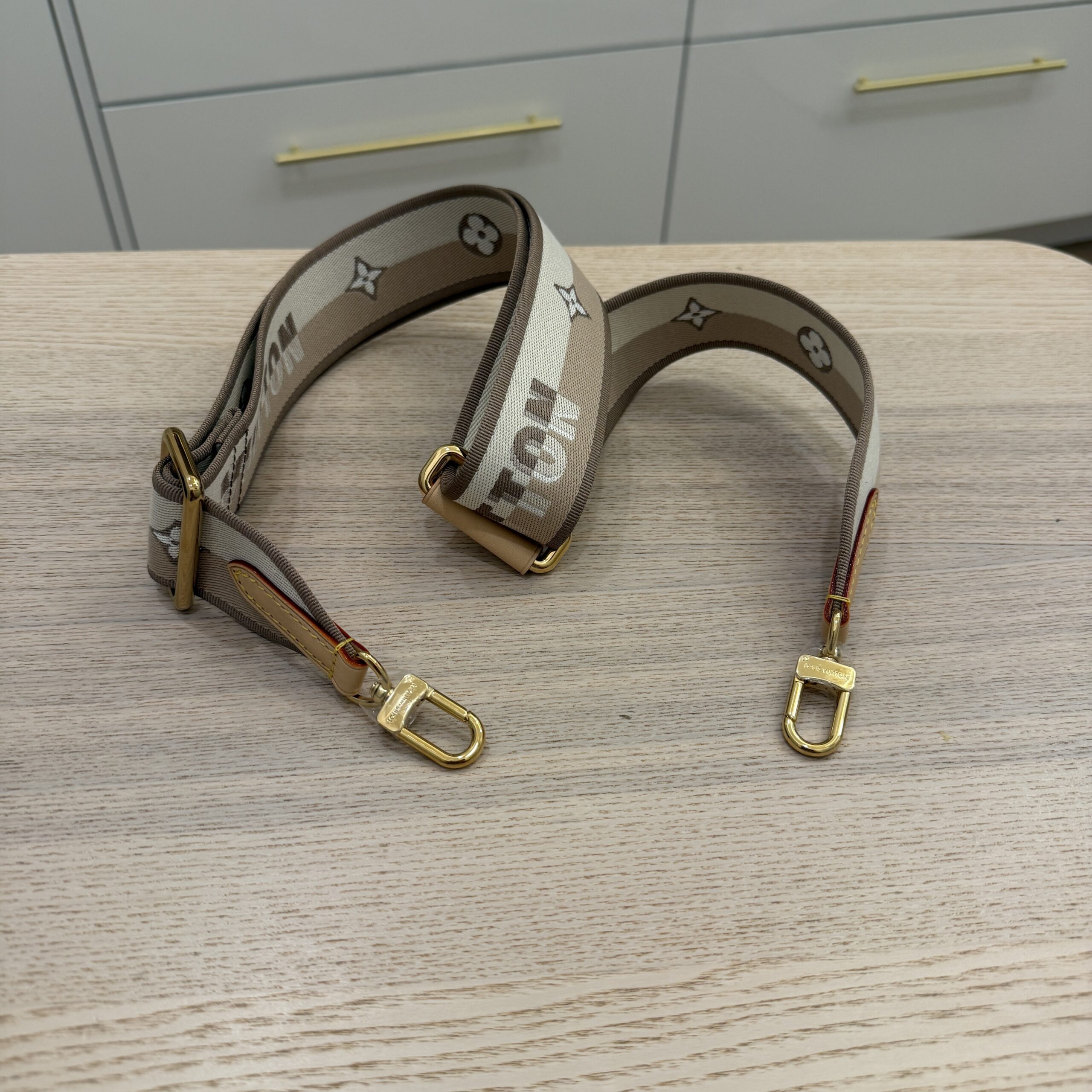 Louis Vuitton Jacquard Shoulder Strap Black White Beige