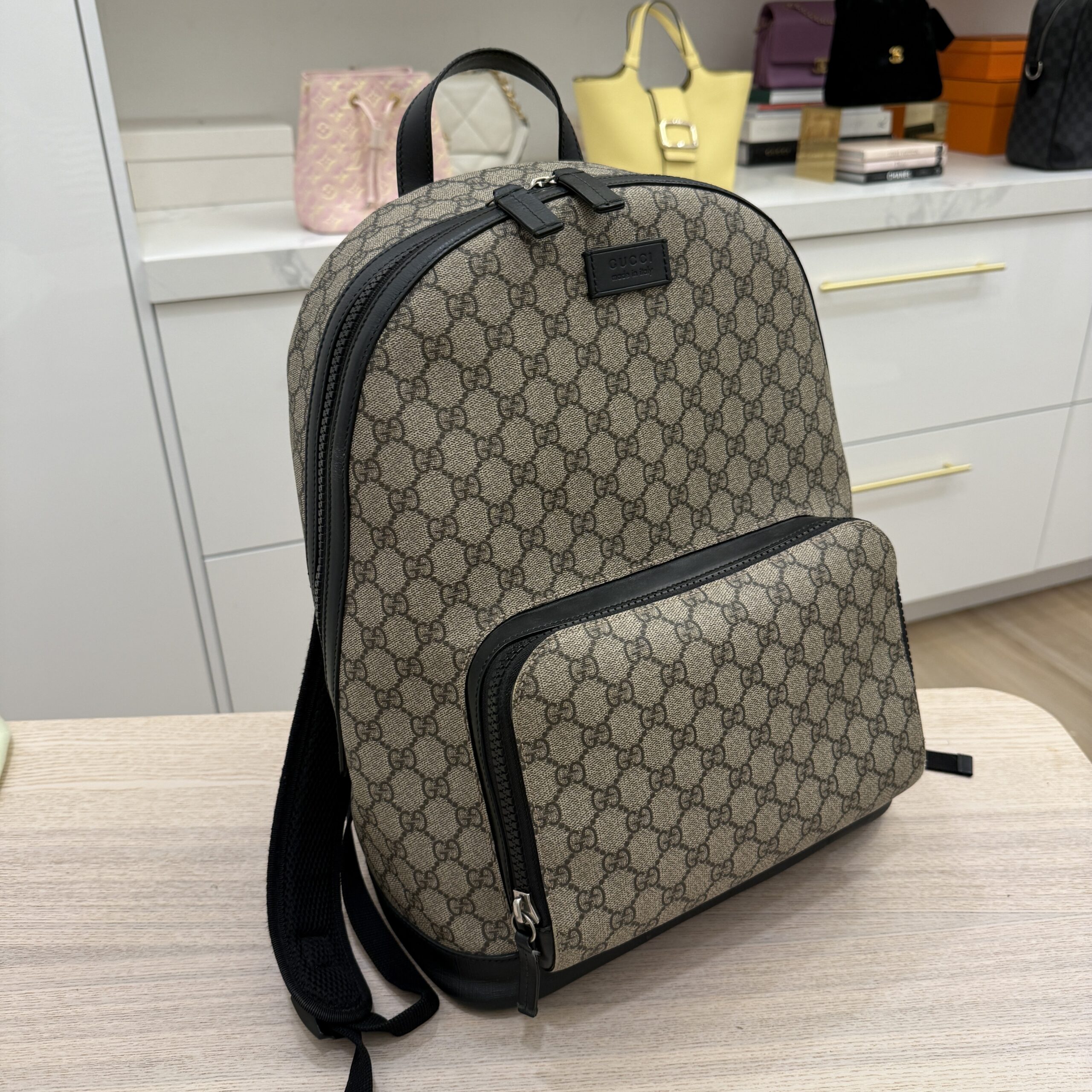 Gucci Beige/Ebony GG Coated Canvas Supreme Backpack Bag