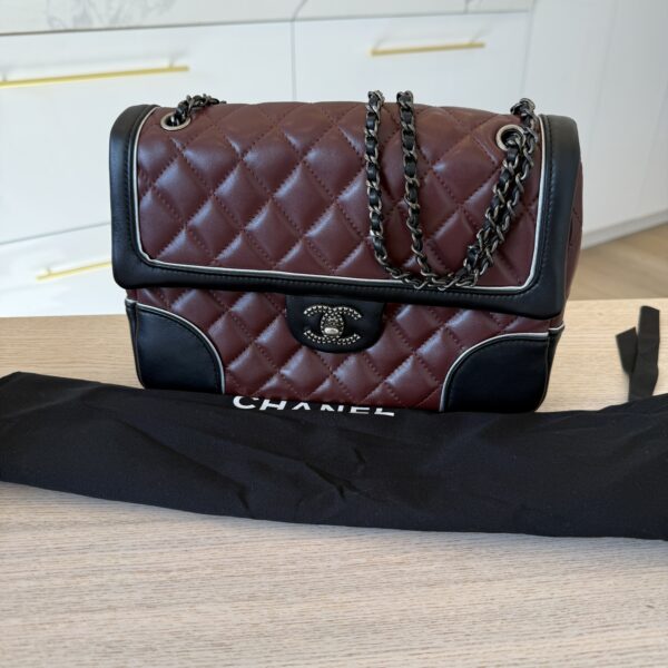Chanel Paris-Salzburg Tyrolean Flap Bag Burgundy, Black and Silver