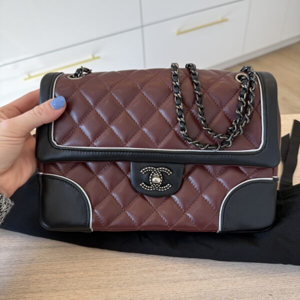 Chanel Paris-Salzburg Tyrolean Flap Bag Burgundy, Black and Silver