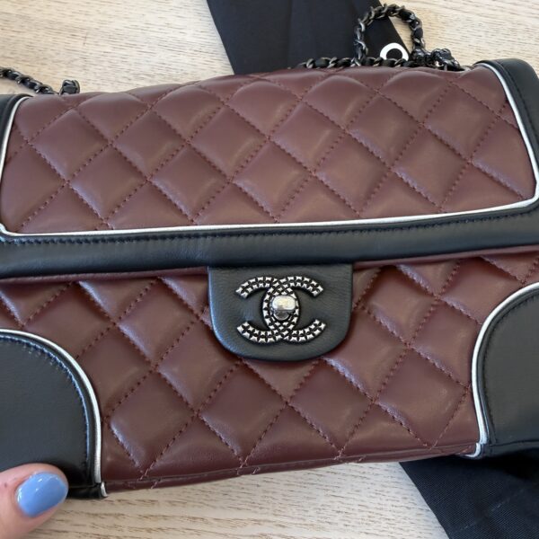 Chanel Paris-Salzburg Tyrolean Flap Bag Burgundy, Black and Silver