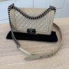 Chanel Lambskin Quilted Old Medium Boy Flap Beige Palladium Hardware