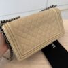 Chanel Lambskin Quilted Old Medium Boy Flap Beige Palladium Hardware