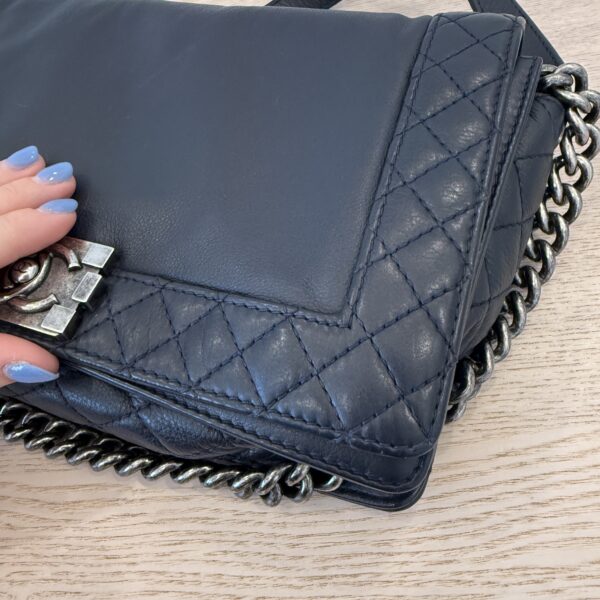 Chanel Calfskin New Medium Boy Reverso Flap Navy