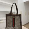 Gucci GG Supreme Monogram Web Large Ophidia Vertical Shopping Tote Brown