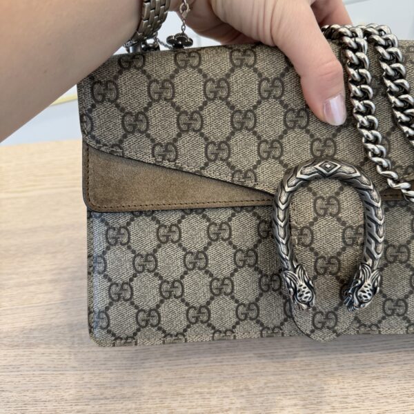 Gucci GG Supreme Monogram Small Dionysus Shoulder Bag Taupe