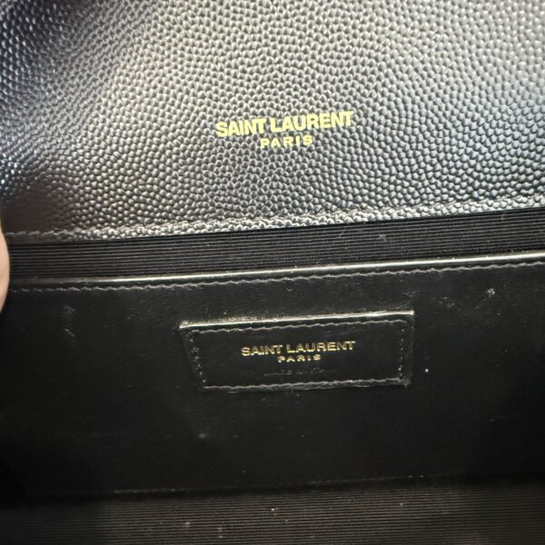 Saint Laurent (YSL) Grain De Poudre Medium Classic Monogram Kate Satchel Black Gold Hardware