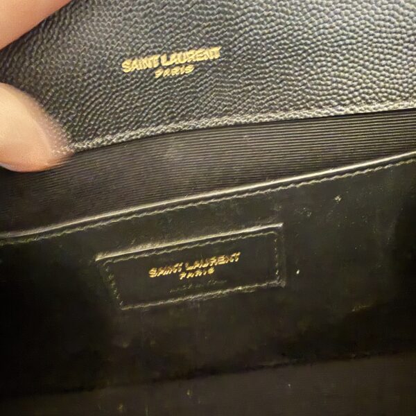 Saint Laurent (YSL) Grain De Poudre Medium Classic Monogram Kate Satchel Black Gold Hardware