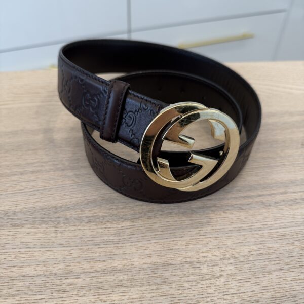 Gucci GG Brown Logo Belt 95/38