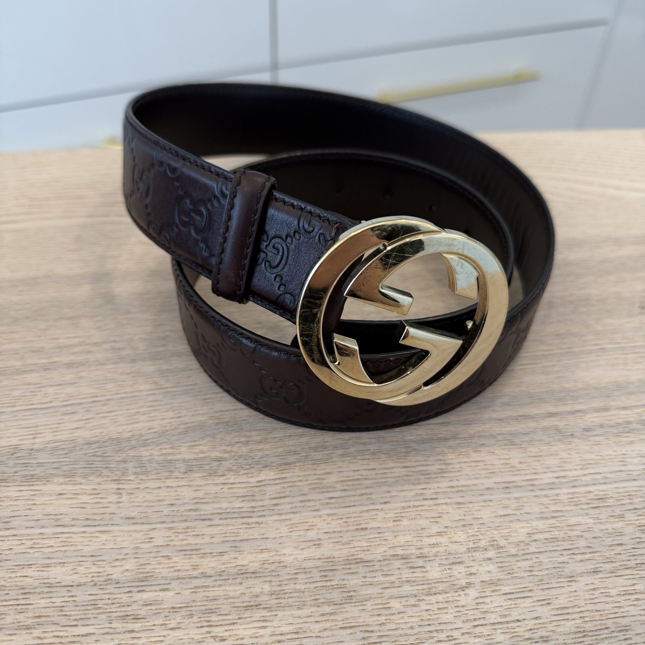 Gucci GG Brown Logo Belt 95/38