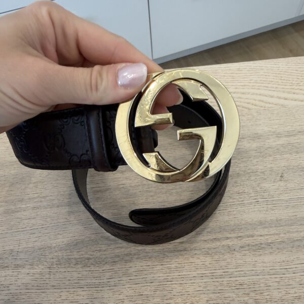 Gucci GG Brown Logo Belt 95/38