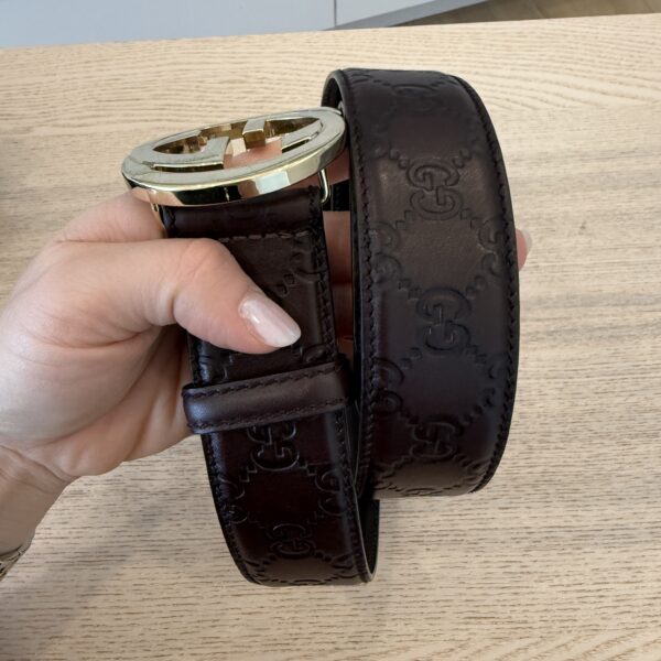 Gucci GG Brown Logo Belt 95/38