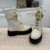 Fendi Vitello Abrasivato Fendigraphy 50mm Biker Boots 38 1/2 White