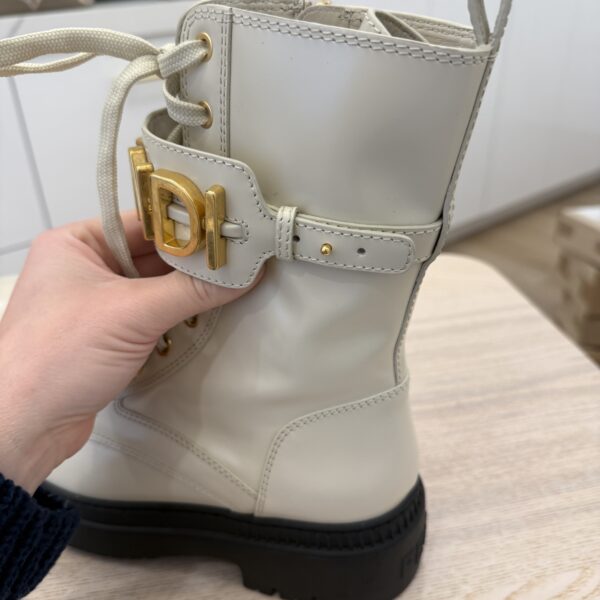 Fendi Vitello Abrasivato Fendigraphy 50mm Biker Boots 38 1/2 White