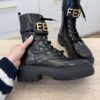 Fendi Vitello Abrasivato Fendigraphy 50mm Biker Boots 38 1/2 Black